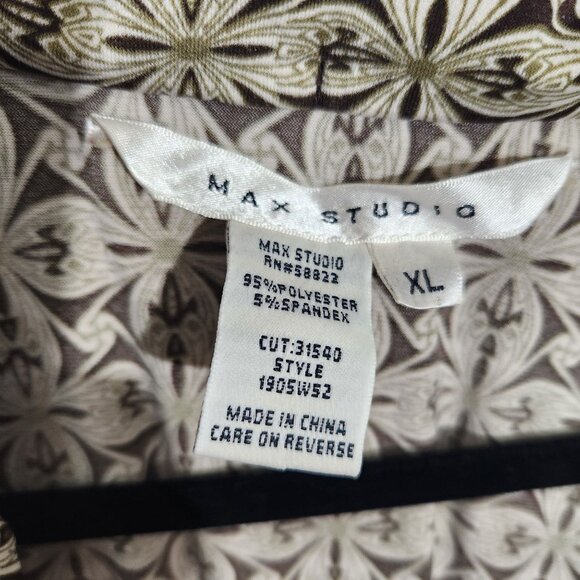 Max Studio Womens Floral Print Wrap Dress XL Polyester/Spandex Brown & Beige - Picture 2 of 13